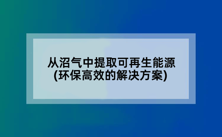 从沼气中提取可再生能源(环保高效的解决方案)